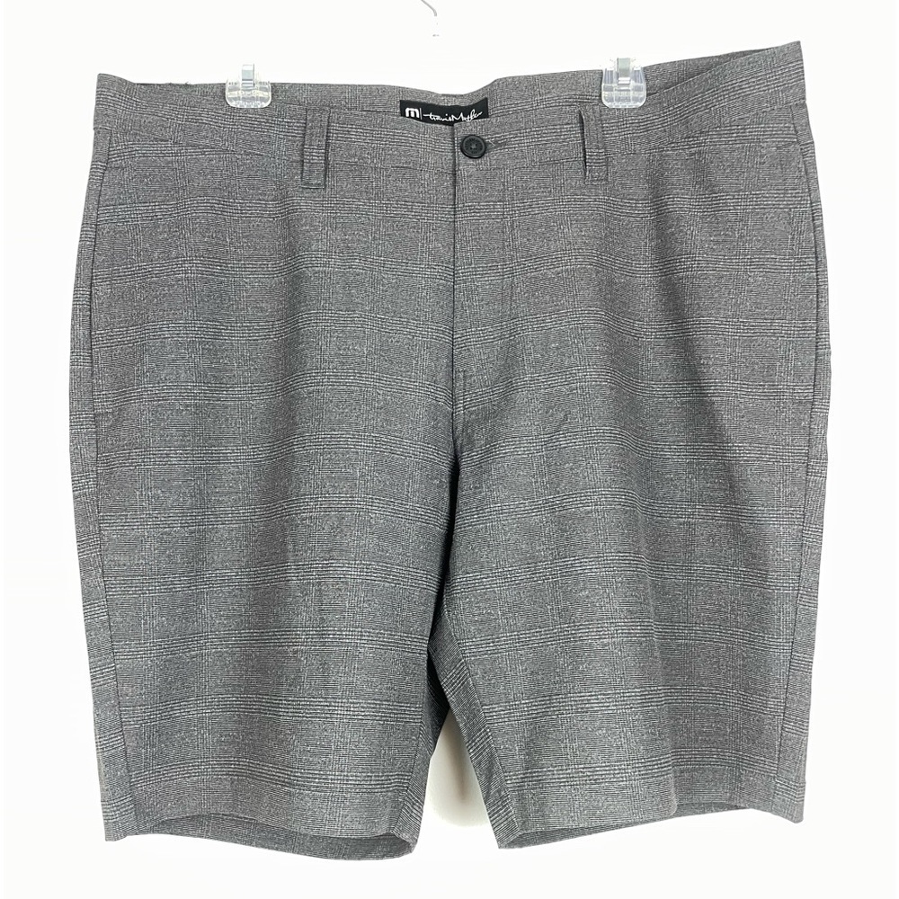 NEW Travis Mathew Grey Glen Plaid  Prestige Lifestyle Performance Shorts Size 40